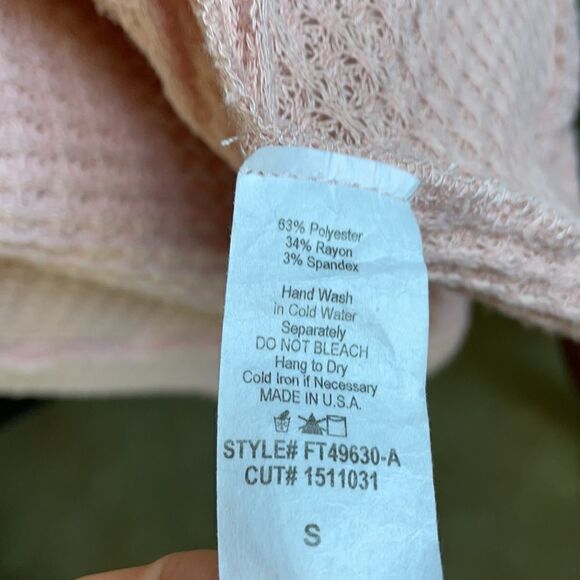Dainty Hooligan Pale Pink Waffle Knit Open Cardigan (Size: Small) - Picture 5 of 13